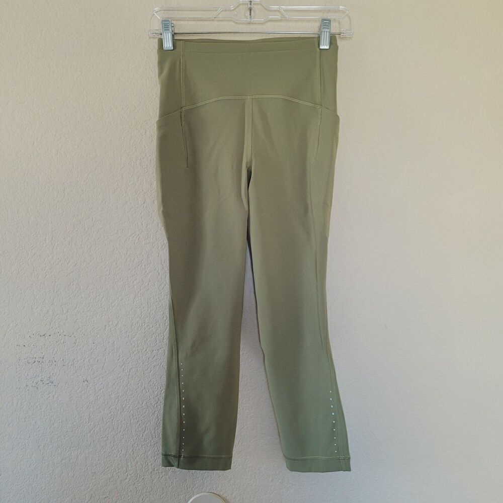 Lululemon Swift Speed HR Crop Leggings Womens 4 21" Reflective Yoga Gym W6CBKS